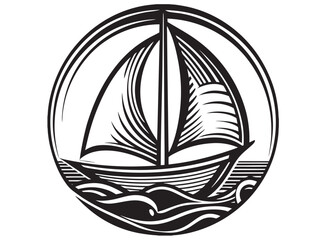 silhouette vector sailboat logo design, sailboat Icon logo vector, sailboat sailing ship logo vector, silhouette of sailboat, sailboat vector silhouette isolated on a white background