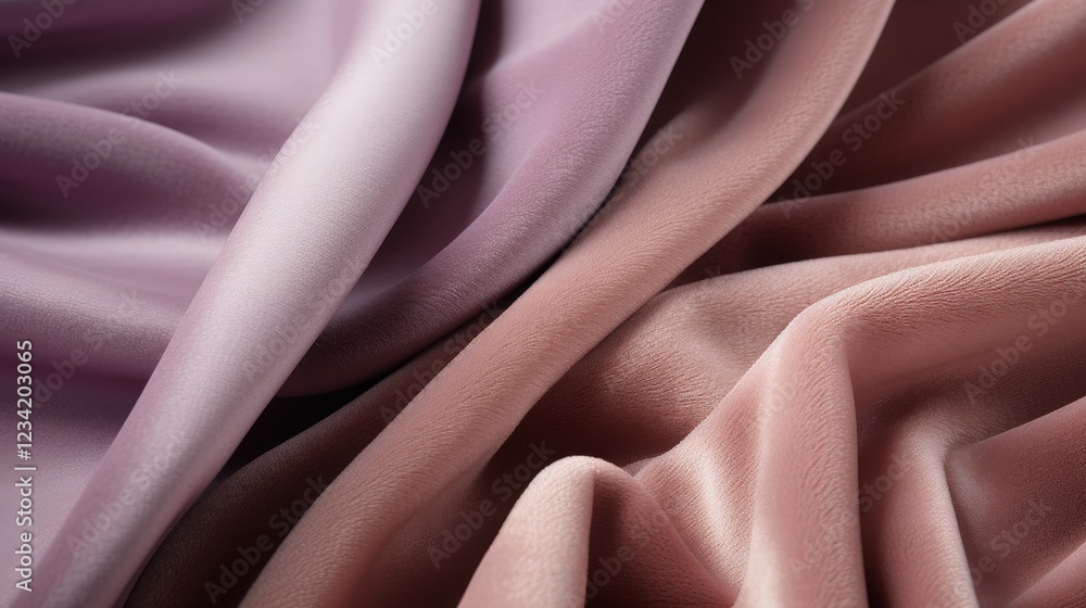 Poster mesmerizing macro close-up shot of soft draped fabrics in subtle shades of pink and mauve showcasing