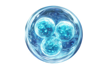 Molecules inside bubbles on blue background Collagen serum bubble	
