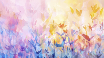 Colorful abstract floral background with soft pastel hues and layered petals, creating dreamy atmosphere