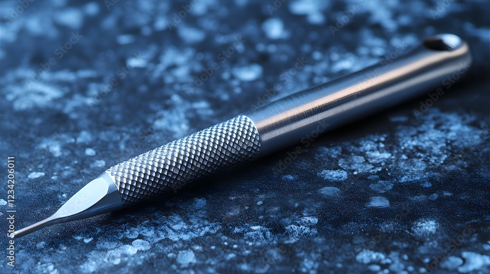 Poster sterile dental scaler isolated on a minimalist background with its sharp tip gleaming ready for prec