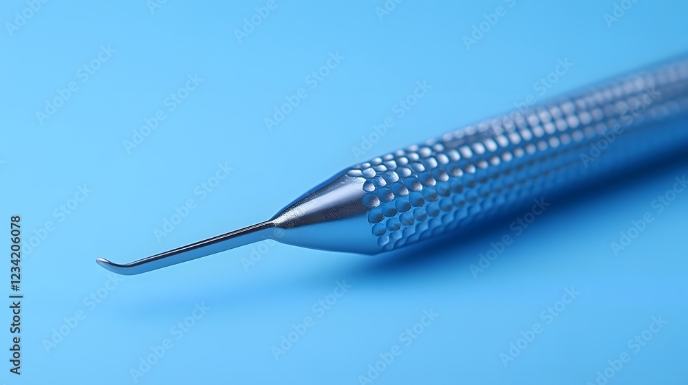 Poster sterile dental scaler isolated on a minimalist background with its sharp tip gleaming ready for prec