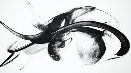 Dynamic Black Ink Abstract Art Swirl