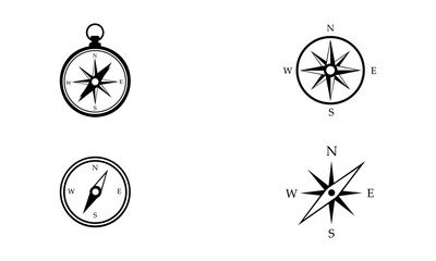 Compass Silhouette Set In Black And White