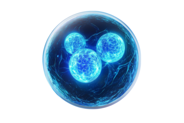 Molecules inside bubbles on blue background Collagen serum bubble	
