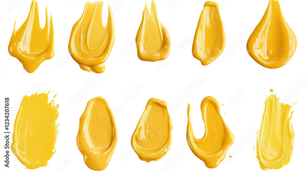 Poster yellow paint strokes with transparent background creating dynamic visuals