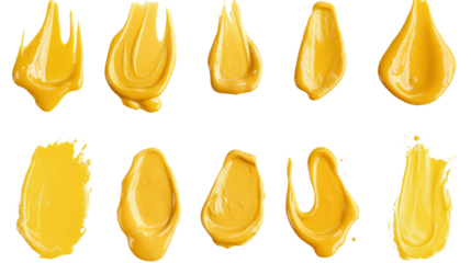 Yellow paint strokes with transparent background creating dynamic visuals