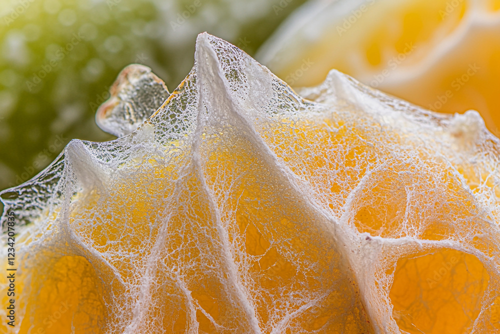 Aufkleber close view of citrus fruit slice texture in macro