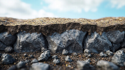 Rocky Terrain Cross Section Soil Stones Gravel Landscape
