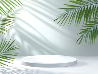 3D white background with a podium and a minimal scene for product display, vector render illustration. The podium platform is on a light pastel color background
