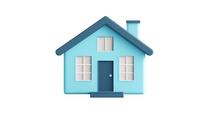 Ultra-Realistic Flat Design Home Icon in Soft Pastel Blue