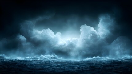Fototapeta premium Dark Moody Night Ocean Scene with