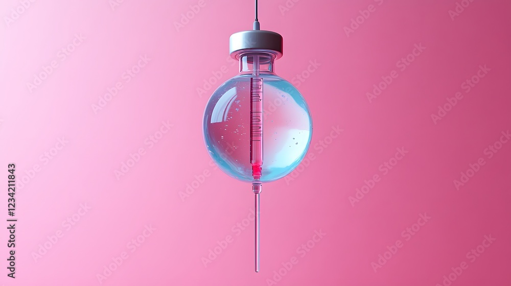 Aufkleber sterile iv line with saline solution isolated on a minimalist background representing hydration and 