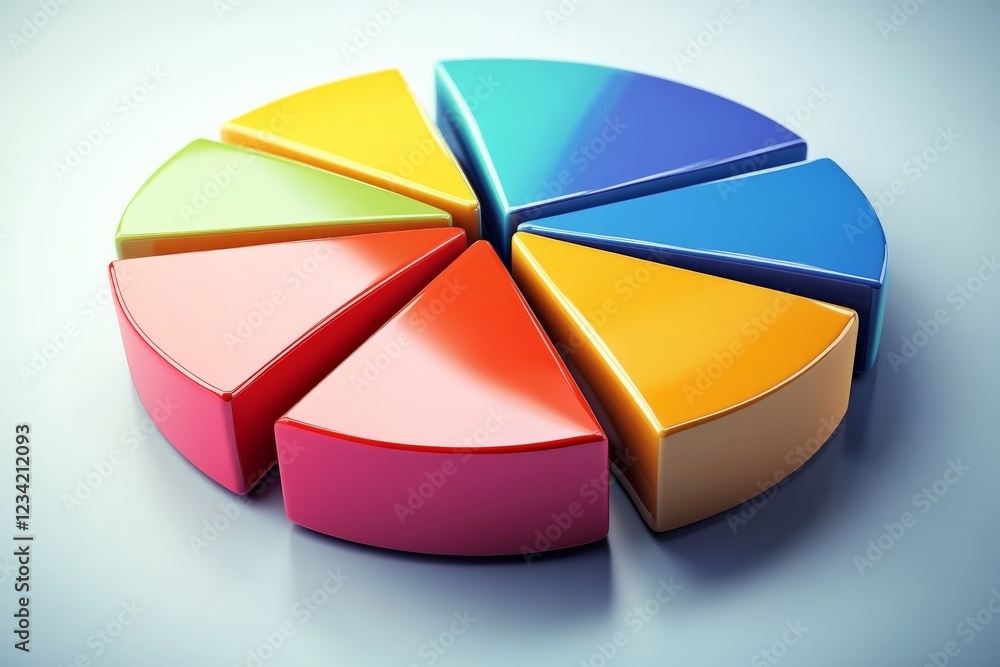 Aufkleber Colorful pie chart segments arranged in a circular formation on a smooth surface representing data visualization concepts