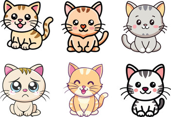 Fototapeta premium Cute Kitten Vector set - Adorable Cat Illustrations