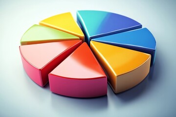 Obraz premium Colorful pie chart segments arranged in a circular formation on a smooth surface representing data visualization concepts