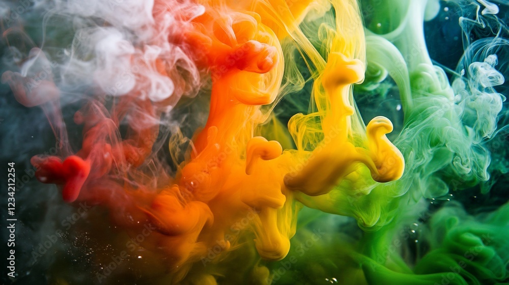 Poster colorful abstract swirls of paint in liquid form creating unique patterns and textures