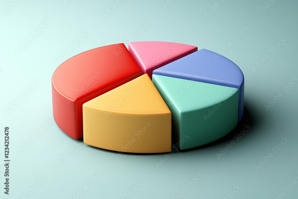 Fototapete colorful pie chart model displaying various segments in a creative arrangement on a light background