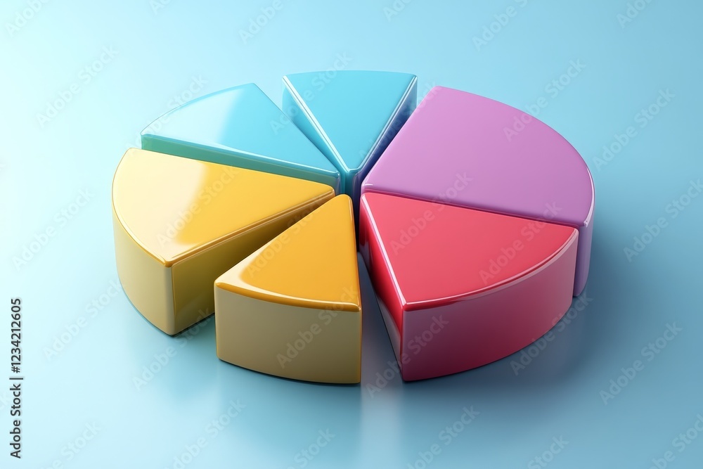 Aufkleber Colorful pie chart segments arranged on a blue background create a dynamic visual display of information representation