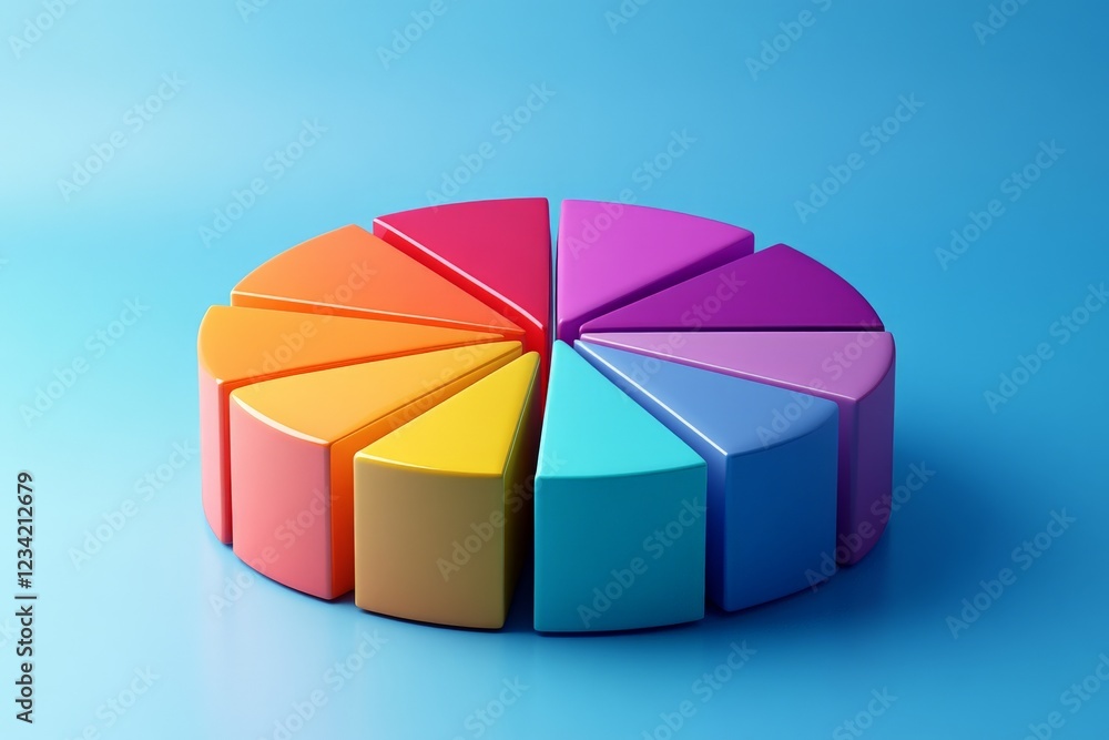 Poster Colorful geometric pie chart model demonstrating effective data representation in educational settings