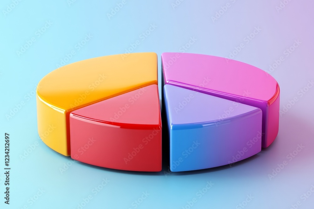 Fototapete colorful pie chart pieces arranged on a gradient background representing data visualization concepts