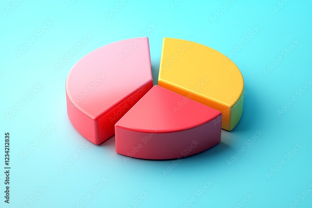 Leinwandbilder colorful pie chart segments representing data distribution on a bright turquoise background