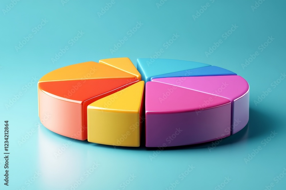 Aufkleber colorful pie chart model showcasing data representation with vibrant segments on a blue background