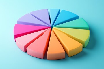 Obraz premium Colorful geometric shapes arranged in a circular pattern on a blue background creating a vibrant visual display