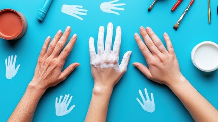 Creative art activity home studio photography colorful environment bird's eye view artistic expression