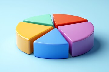 Obraz premium Colorful pie chart segments arranged in a circular layout on a light blue background