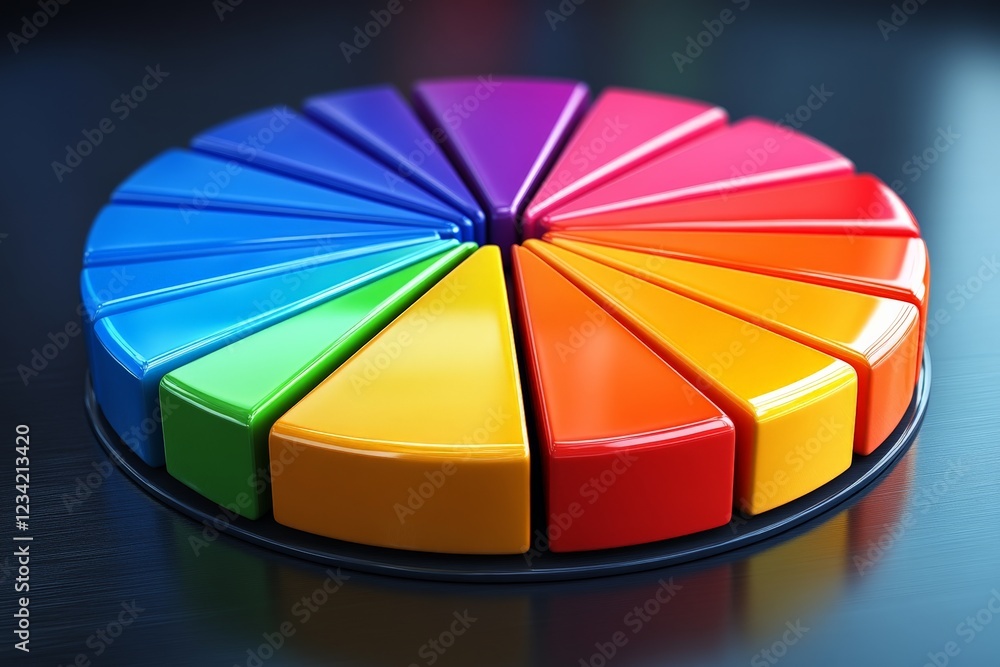 Poster colorful circular puzzle pieces arranged in a vibrant display on a dark surface