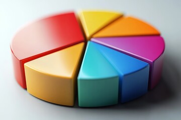 Fototapeta premium Colorful segmented pie chart made of plastic pieces arranged on a flat surface