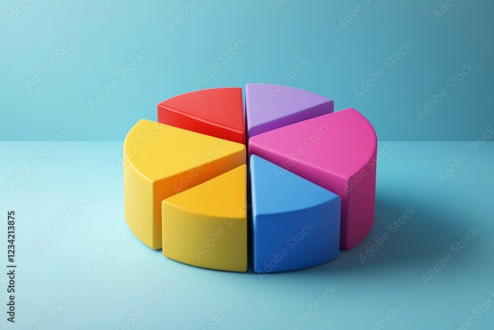 Aufkleber colorful geometric shapes arranged in a circular pattern on a blue background for educational playti