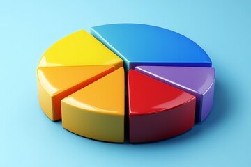 Obraz premium Colorful pie chart model representing data distribution in vibrant hues for educational purposes