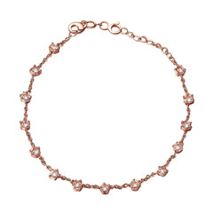 Delicate Rose Gold Charm Bracelet with Tiny Gemstone Isolated on Transparent or blank Background, PNG