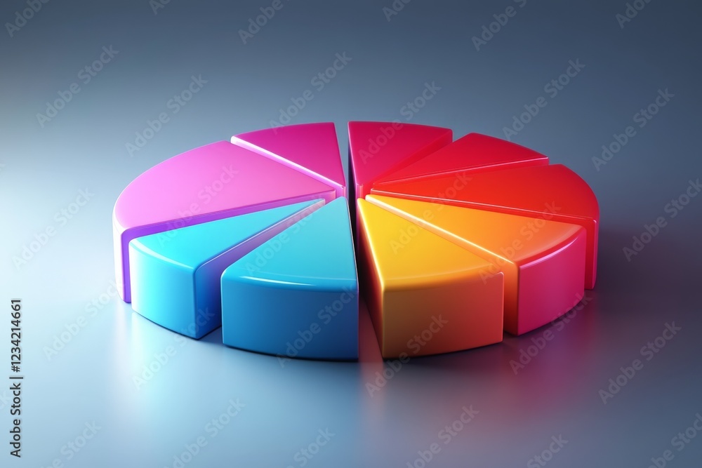 Fototapete colorful pie chart display showing various data segments in bright hues and contemporary design