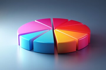 Obraz premium Colorful pie chart display showing various data segments in bright hues and contemporary design
