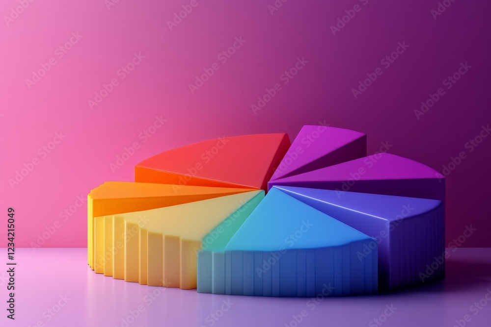 Poster Colorful pie chart displaying data segments against a gradient background