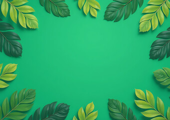 creative design features green background tropical leaves floral jungle pattern colorful natural