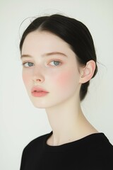 Fototapeta premium Fresh and Radiant Natural Beauty with Freckles and Glowing Skin