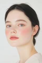 Fresh and Radiant Natural Beauty with Freckles and Glowing Skin