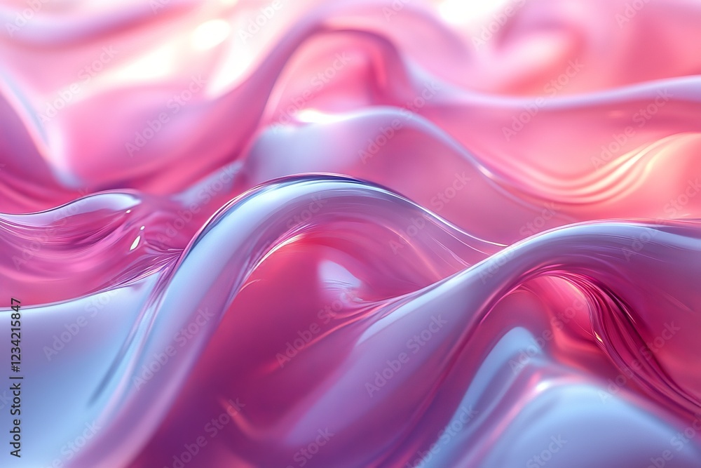 Poster colorful waves of translucent material created with vibrant pink and purple hues in a smooth flowing