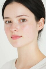 Fresh and Radiant Natural Beauty with Freckles and Glowing Skin