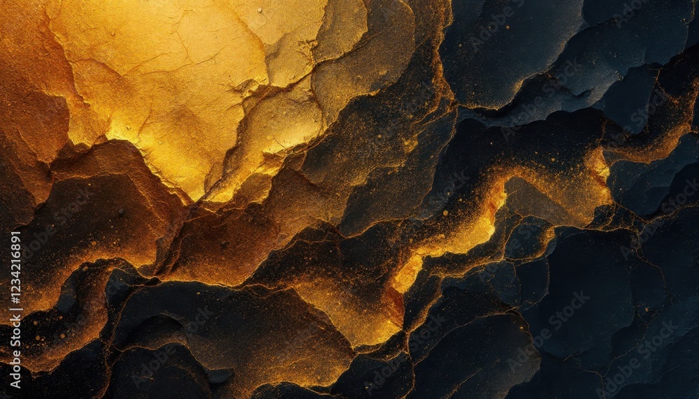 Poster abstract geometric texture with gold and black fractal patterns