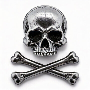silver skull isolated on white