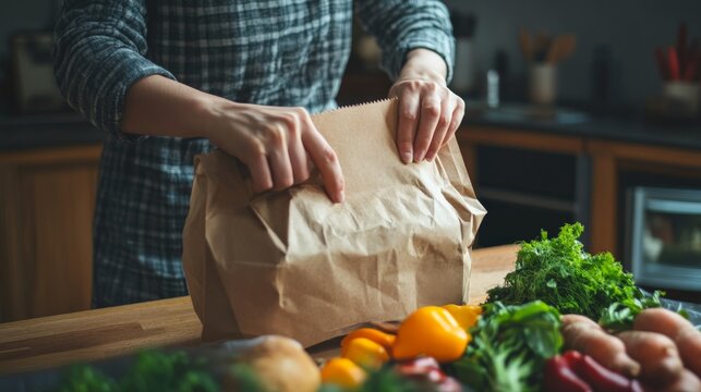 A person unpacking a food delivery order with reusable packaging