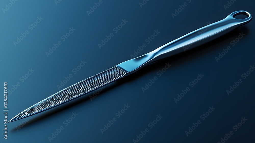 Poster sterile scalpel blade and handle isolated on a minimalist background gleaming under soft light ready