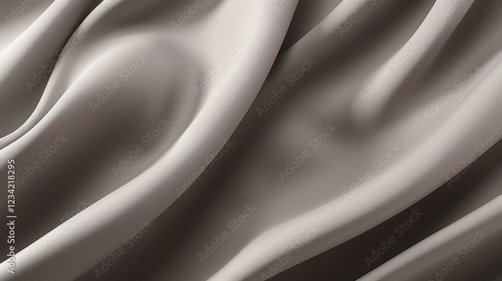Aufkleber soft gray fleece fabric with crumpled and wavy texture displaying elegant drapery and subtle depth, 