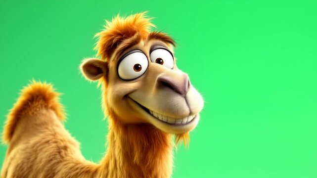 Happy cartoon camel chroma key animation