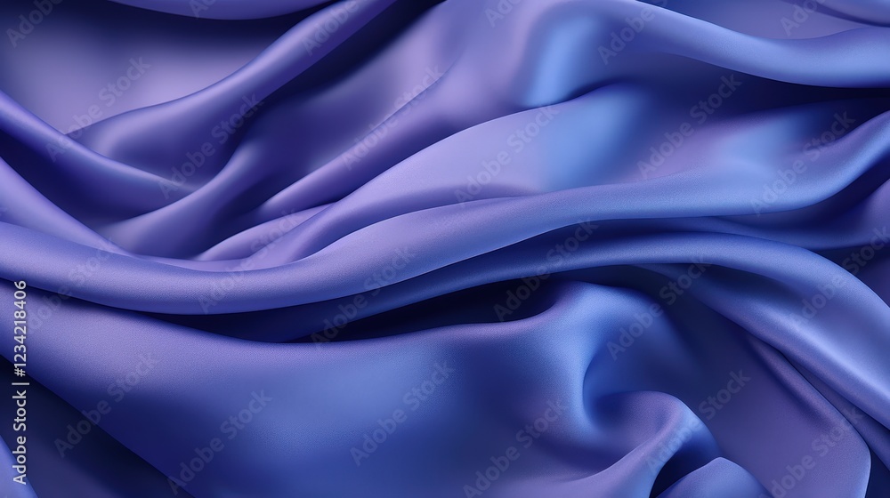 Poster close-up shot of smooth indigo fabric texture displaying elegant folds and soft sheen for textile an